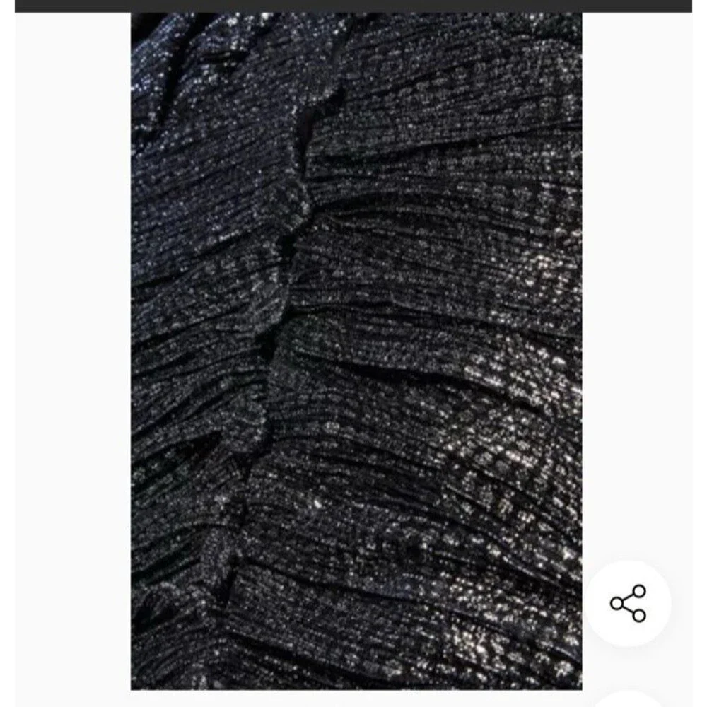 New Jonathan Simkhai Women's Metallic Size 4 Wrap Crop Top Long Sleeves Midnight - Picture 14 of 16